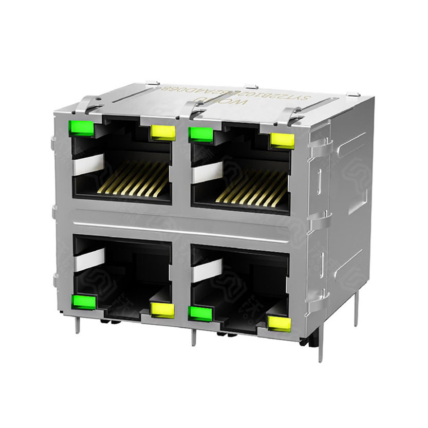 SYT22Q042DB2A4D068 千兆以太网RJ45四口带灯 2x2网络接口带弹片