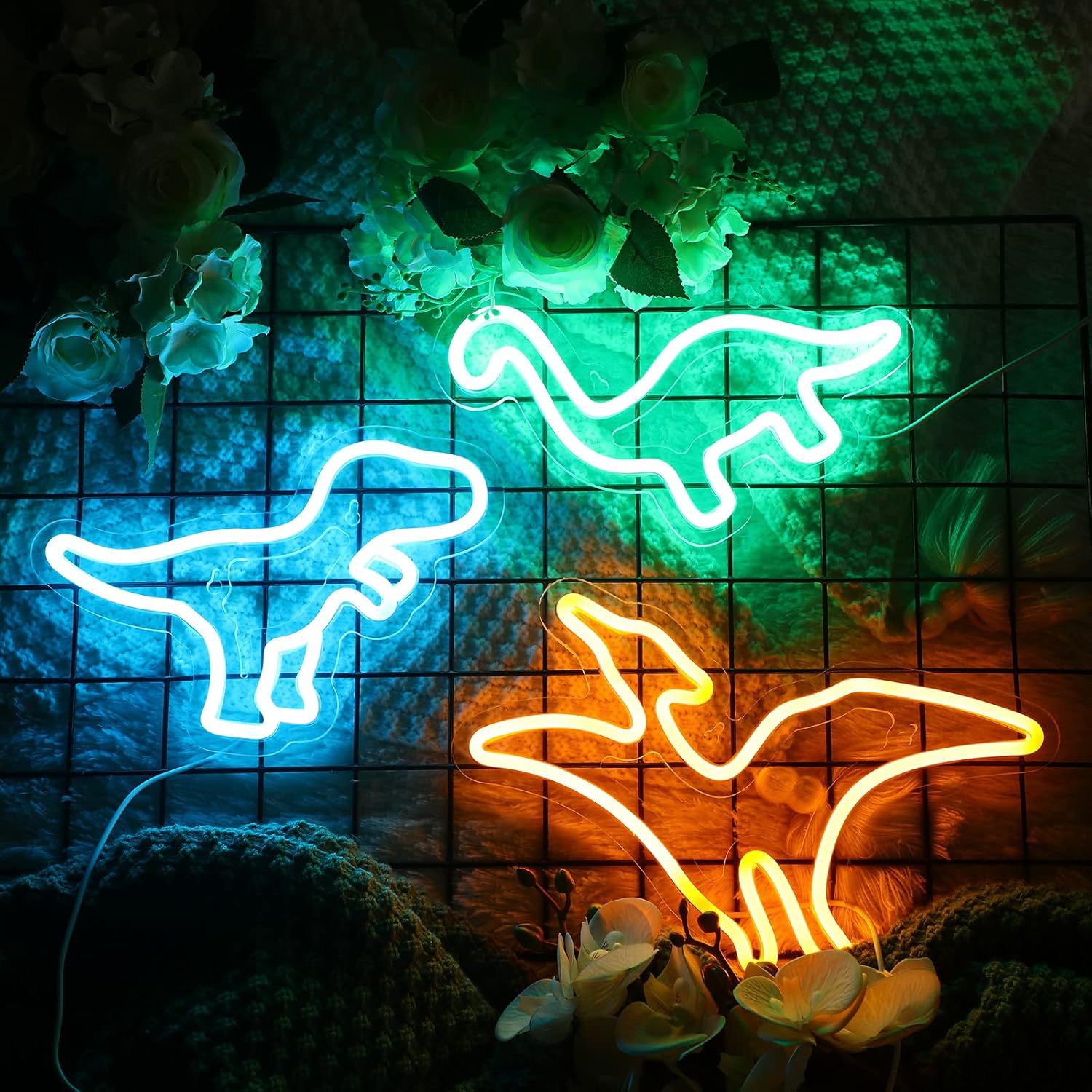 霓虹恐龙造型儿童房夜灯