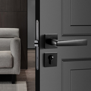 厂家批发黑色简约室内卧室门锁锌合金机械门锁五金锁具分体锁