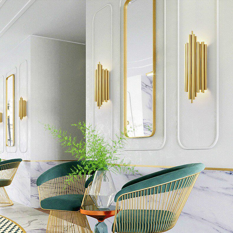 后现代创意金色led壁灯 欧式简约客厅卧室床头灯灯具过道阳台灯饰