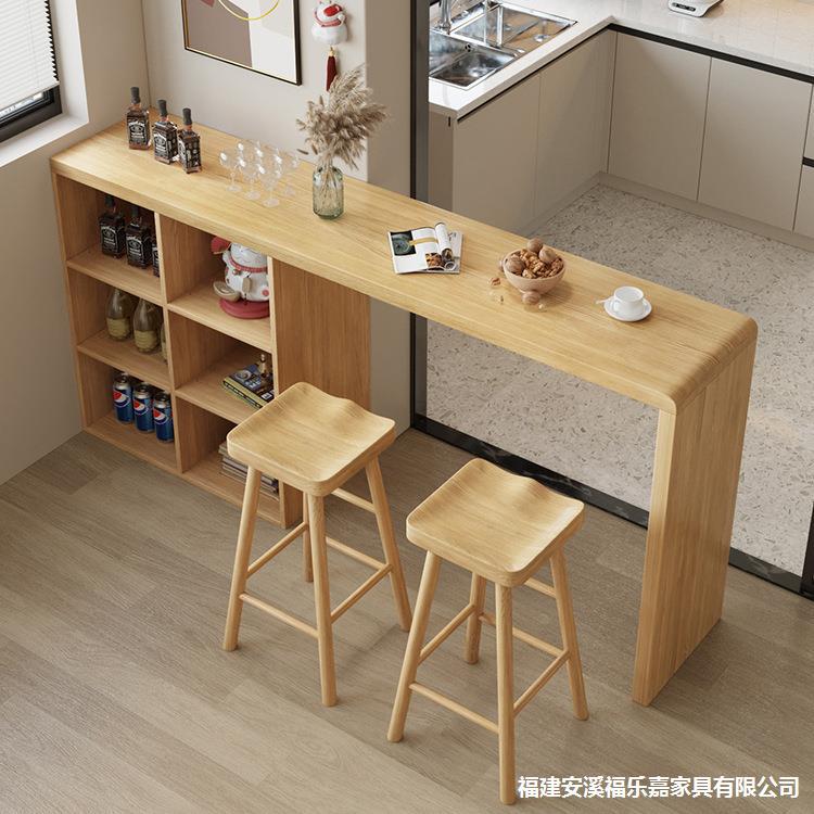 北欧实木靠墙吧台桌椅小户型