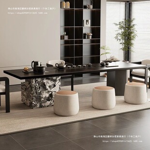 现代简约实木大板茶桌桌椅组合家用办公室轻奢泡茶茶台新款大班桌