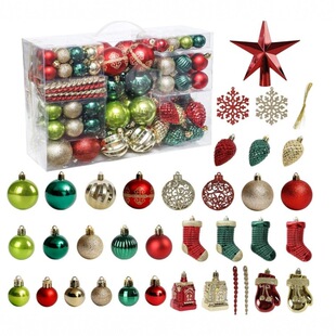 圣诞树装饰套装红色绿色金色圣诞球防碎悬挂树装饰组合套装