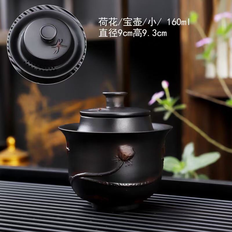 紫陶手抓壶茶壶防烫家用单壶过滤泡茶壶高端茶具复古大号盖碗茶杯