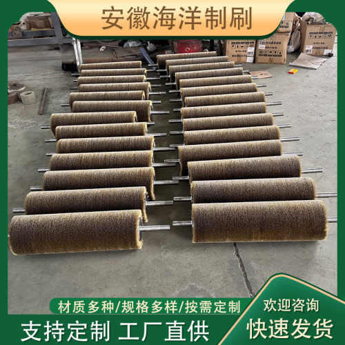 厂家直供钢丝辊 镀铜钢丝滚刷 抛光打磨除锈钢丝毛刷辊可定 制