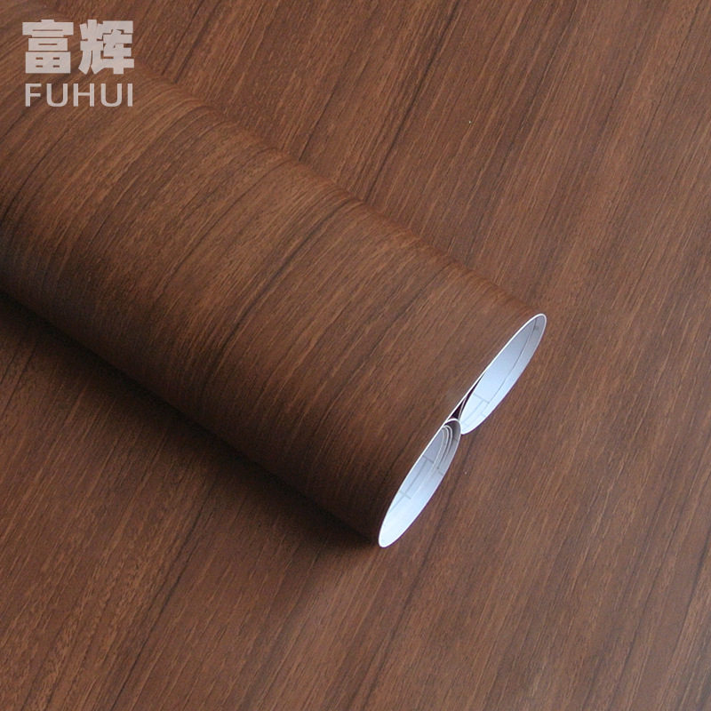棕色木纹膜自粘墙纸电器展柜贴纸家具翻新加厚防水阻燃波音软片