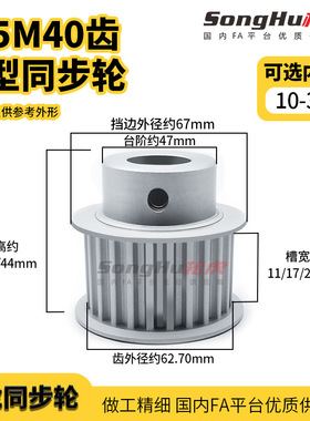 HTPA40S5M250-B-N-d22至d28孔 S5M-40齿同步轮铝合金同步带轮齿轮