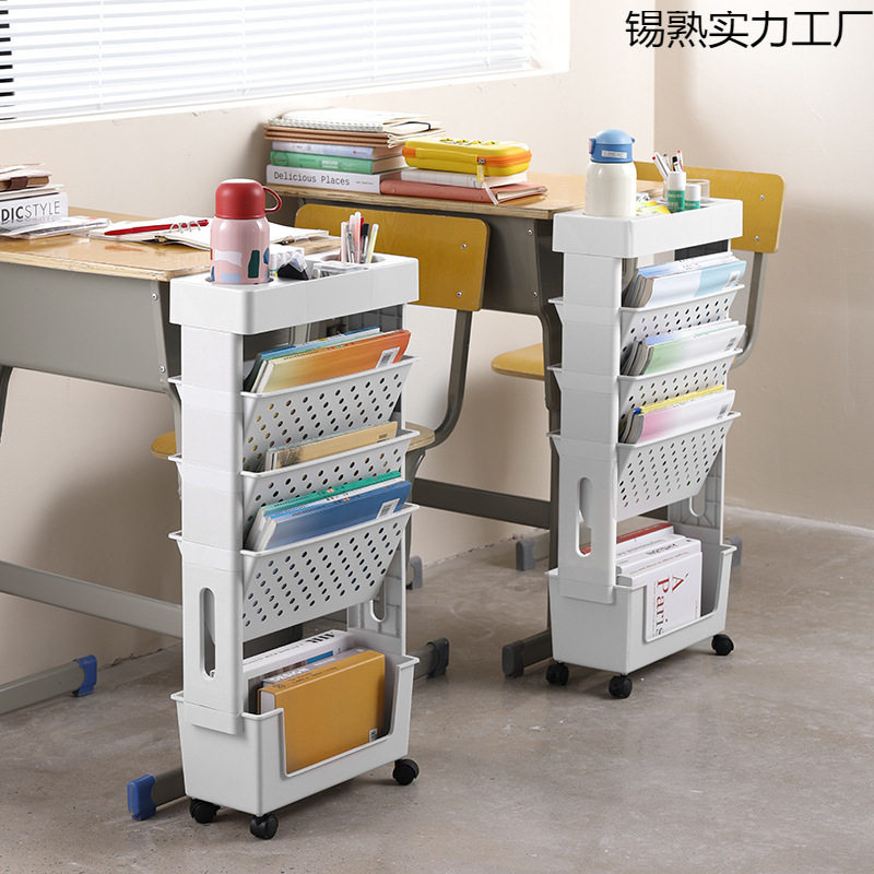 可移动书本收纳箱课桌装书神器教室书架学生带轮盒书箱书桌置物架