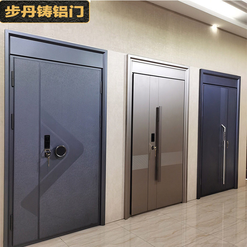 步丹精雕铝板子母门轻奢极简铸铝门别墅大门进户门庭院双开门厂家