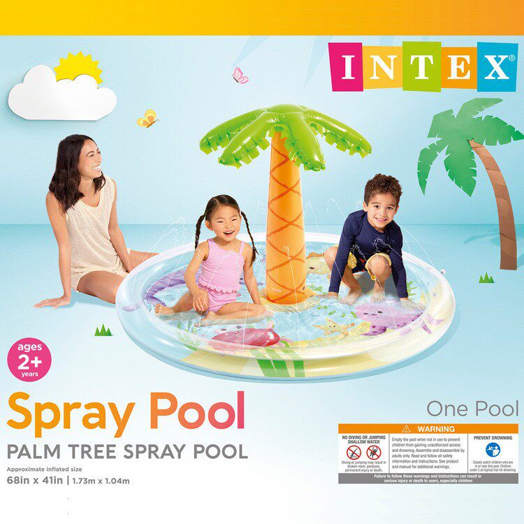 INTEX56433椰树圆形喷水池儿童戏水池充气水池