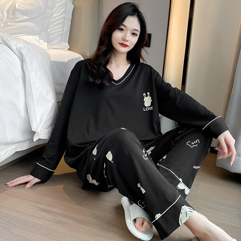轩内美纯棉大码女睡衣孕妇家居服