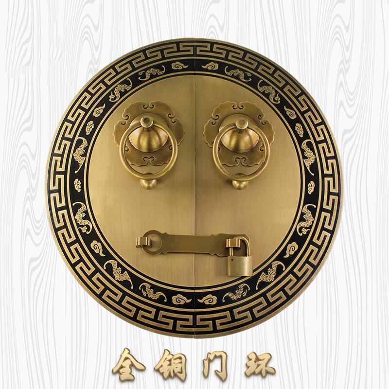 中式仿古全铜加厚圆形门闩插销