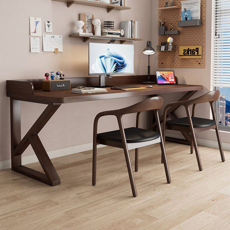 北欧实木书桌家用简约一体客厅极简书桌双人台式电脑桌阳台办公桌