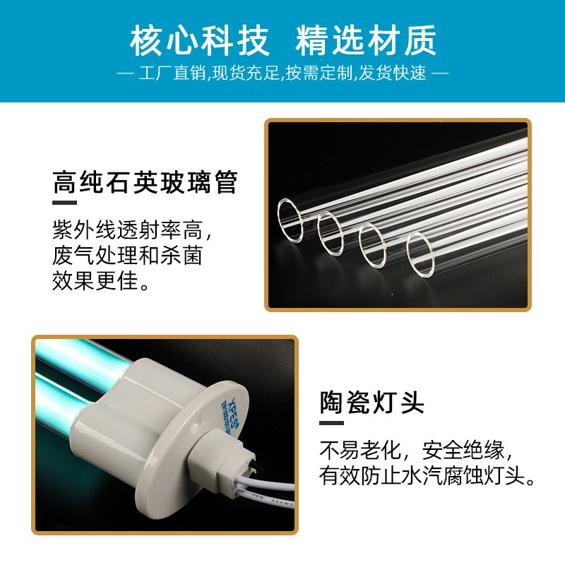 烤漆房光氧灯管150W环保废气处理紫外线光解催化灯ZW150D15Y-U810
