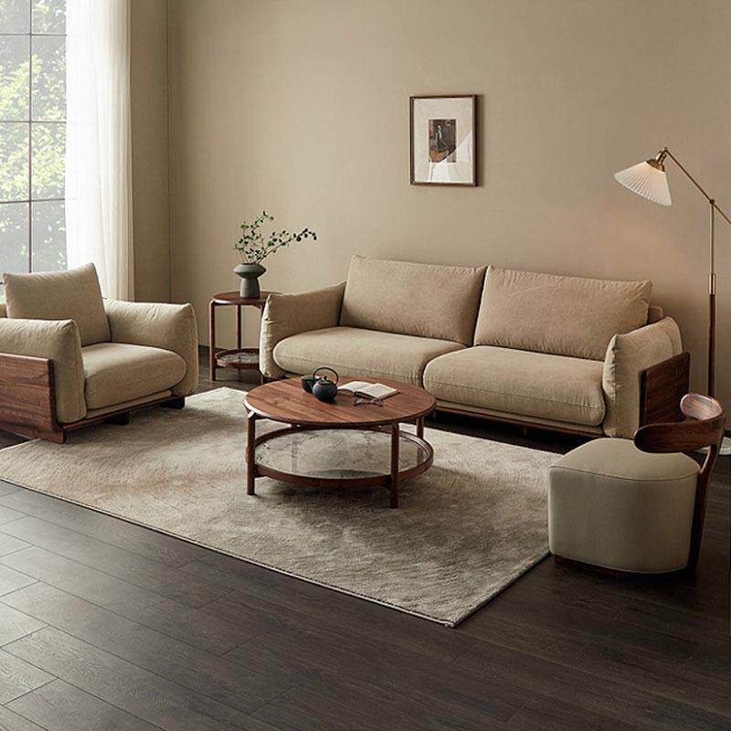 北欧黑胡桃樱桃实木布艺沙发小户型简约日式三人位客厅家具实木