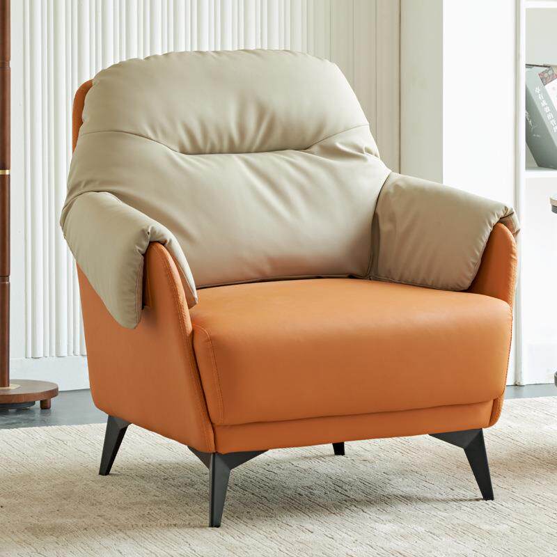 北欧单人沙发轻奢酒店会客接待皮艺老虎椅售楼处商务洽谈桌椅组合