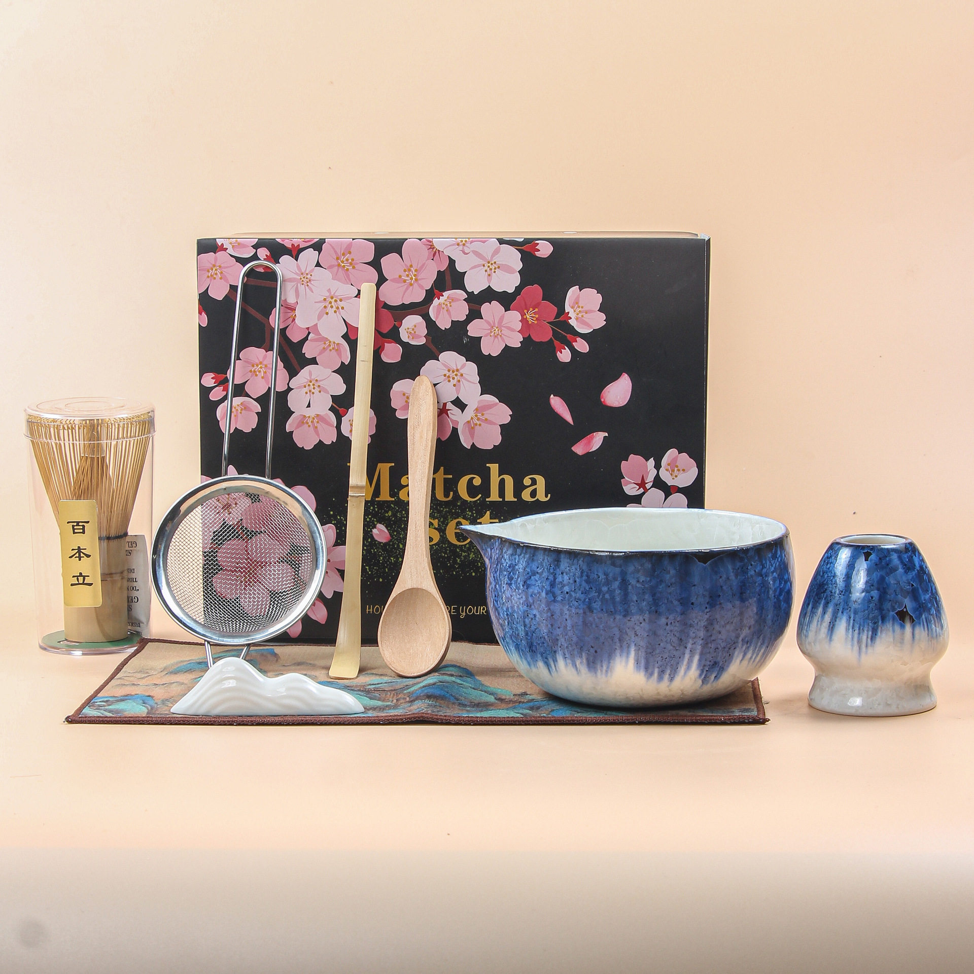 亚马逊结晶釉抹茶碗抹茶套装百本立茶筅立窑变抹茶套装