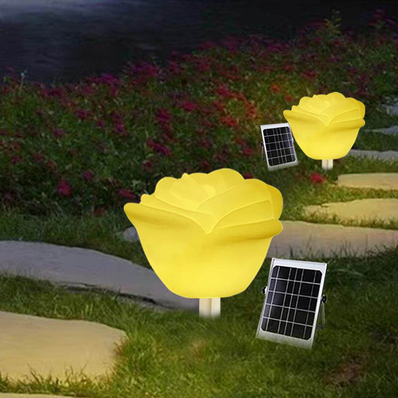 户外太阳能月玫瑰灯防水玫瑰造景庭院灯景观露营花园布置氛围草坪