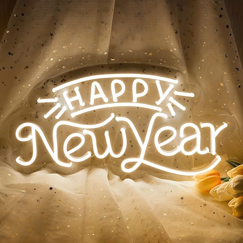 新年快乐派对装饰led霓虹灯定制happy new year节日亚克力灯牌