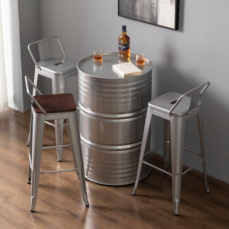 工业风高吧椅汽油桶桌子铁艺吧台大铁桶复古风吧台椅烧烤酒吧桌椅