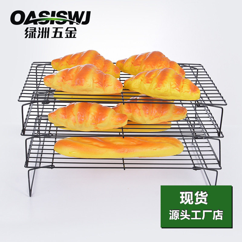 定制DIY烘焙工具三层装折叠冷却架 彩盒装 晾饼架晾网蛋糕架子