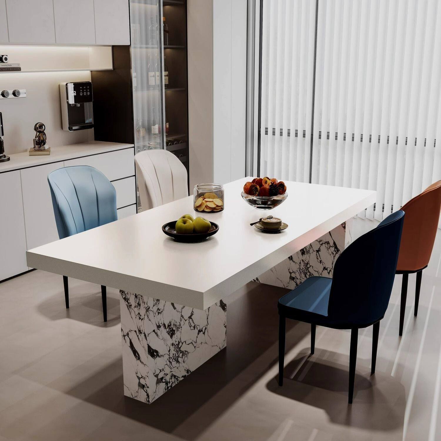 餐桌岩板家用现代简约轻奢2025新款大小户型岛台餐椅组合饭桌意式