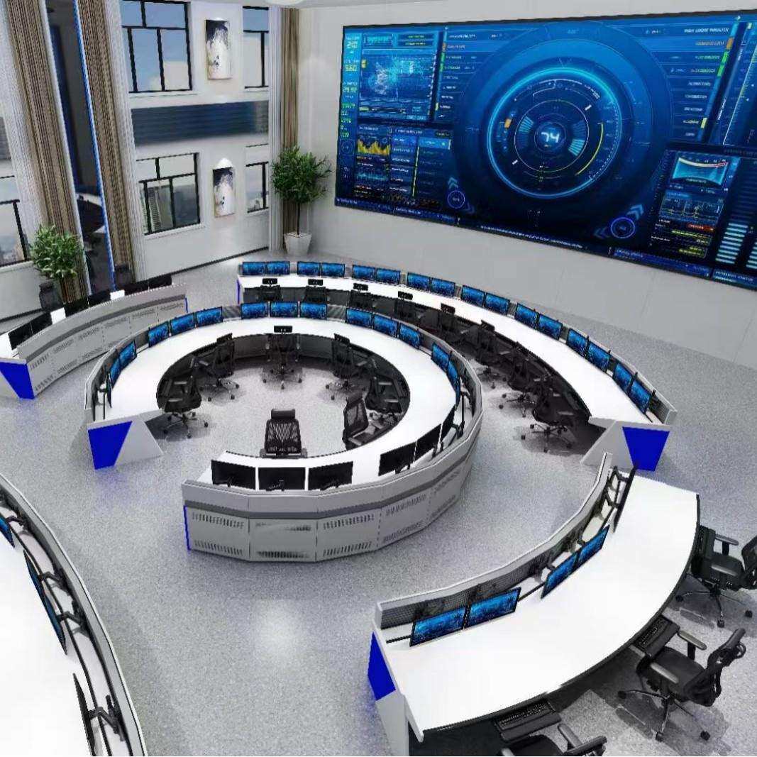 监控指挥中心控制台调度台中控室弧形监控室工作台操作台桌多功能