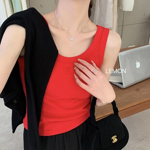 外穿打底内搭防走光遮副乳无袖 工字宽肩带吊带背心女夏季 灰色上衣