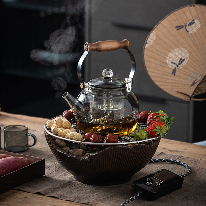 围炉煮茶电陶炉新款煮茶器室内花茶茶具套装玻璃茶壶家用网红全套