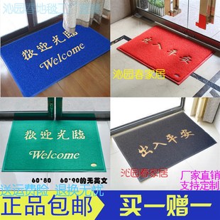 灰色蓝色欢迎光临出入平安大门口家用进门门垫地垫蹭脚垫塑料地毯