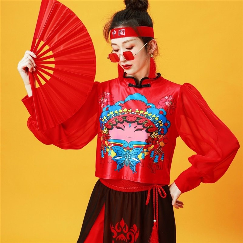 新款成人打鼓服女腰鼓盘鼓队中国风喜庆演出舞台套装秧歌服广场舞