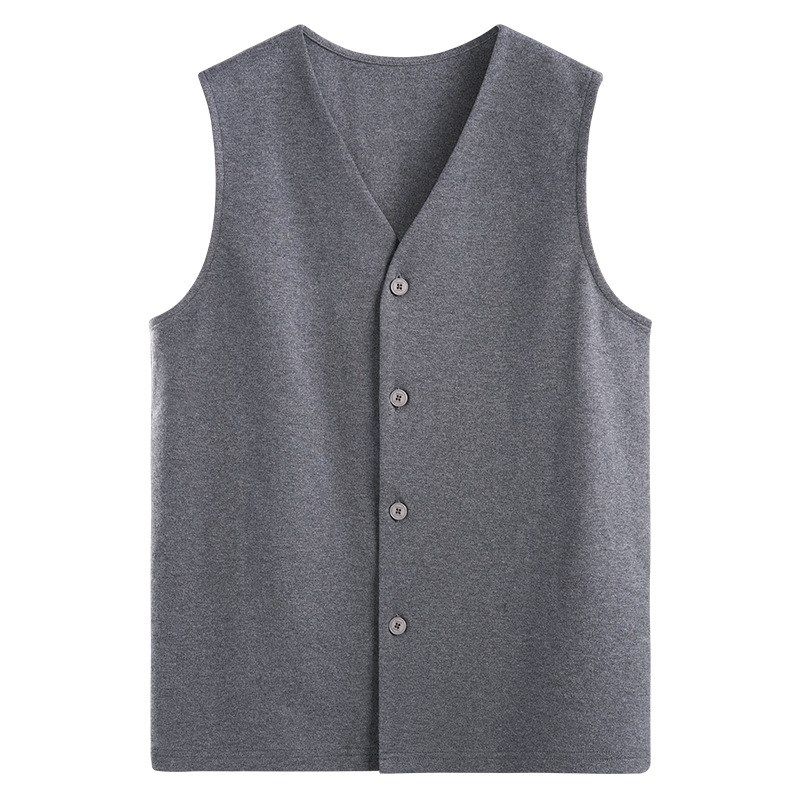 春季新款中老年男纯棉针织马甲女背心宽松大码老人开衫居家外穿