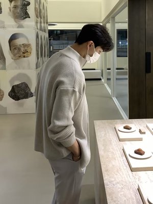 美式半高领针织开衫男高级感修身细线毛衣外套立领拉链休闲羊毛衫