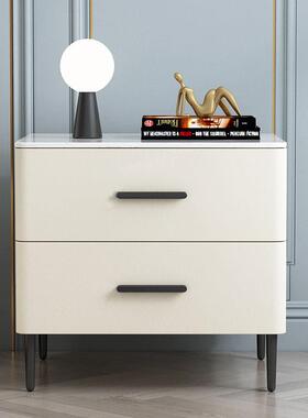 柜2025新小窄款实木床OVZ头简约现代型家用卧室奶油风边床边柜收