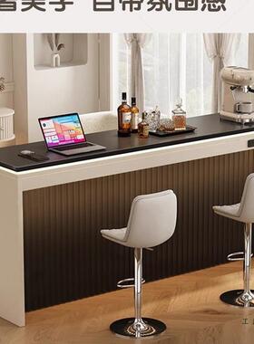 轻奢实ESN木断桌沙台发后高脚桌一体小吧户型家用餐厅隔收纳岛台