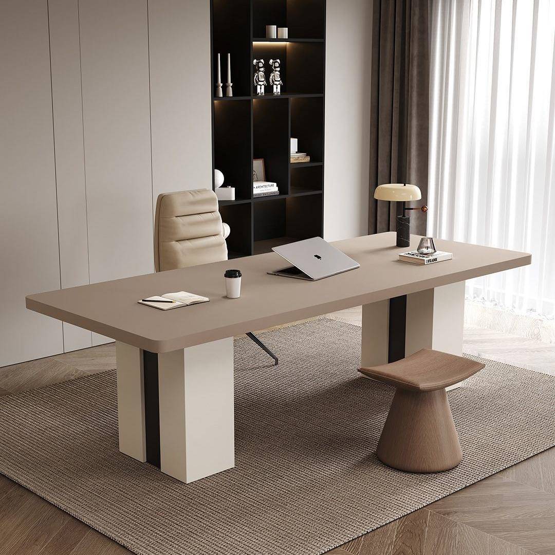 意式极岩书桌大STK简户型办公桌双人工作台奢家板用轻现代简约写