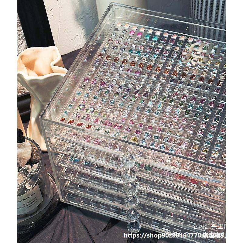 子甲墅ALAL新款亚克别收纳现力货华子美甲钻小饰品抽屉整理收纳美