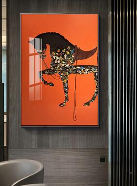 爱橙马色TIR士客厅沙发景装饰画积乐木高实廊物挂画玄关走大象背