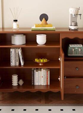 柜中古风实木餐客边藤编一体靠墙小户型厅WHJ斗柜置物柜多功能储