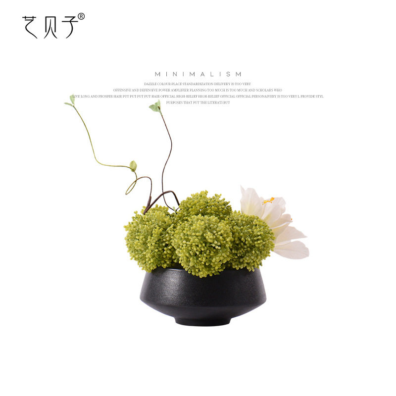 新中式相思豆仿真花盆景摆件