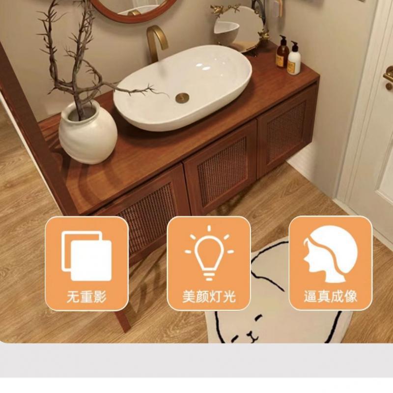 藤浴室编柜花卫组合陶瓷台上盆中古风洗漱台洗手台梅372镜子生间