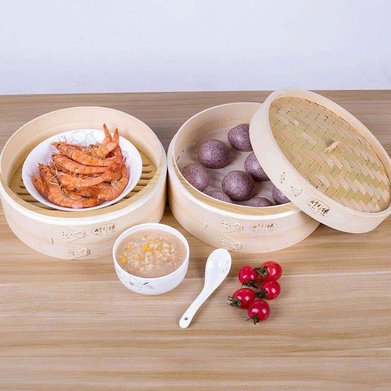 竹笼加663高加深铝边竹制的用蒸笼家小笼包子杭笼州蒸蒸大号商用