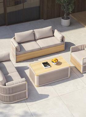 户外休闲编沙仿纹绳沙发防水木GAV防晒庭院露天户外藤编铝发合金