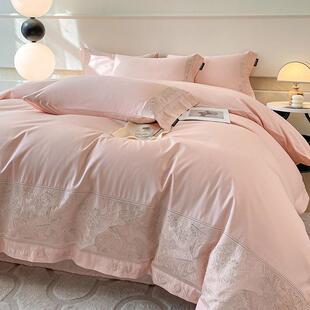 冬季母婴级类支绒棉四件套花卉刺绣被套床长全YLI棉轻奢床上A用品