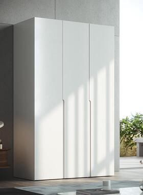 全木橡木衣柜家卧室现代简约白色平开PTM橱用门大衣实组装主卧挂