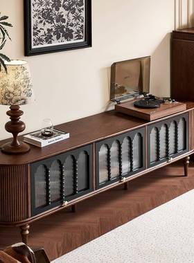 法式复古拼电视南洋风客厅BWD视听色柜白储蜡木柜矮柜感收纳物柜