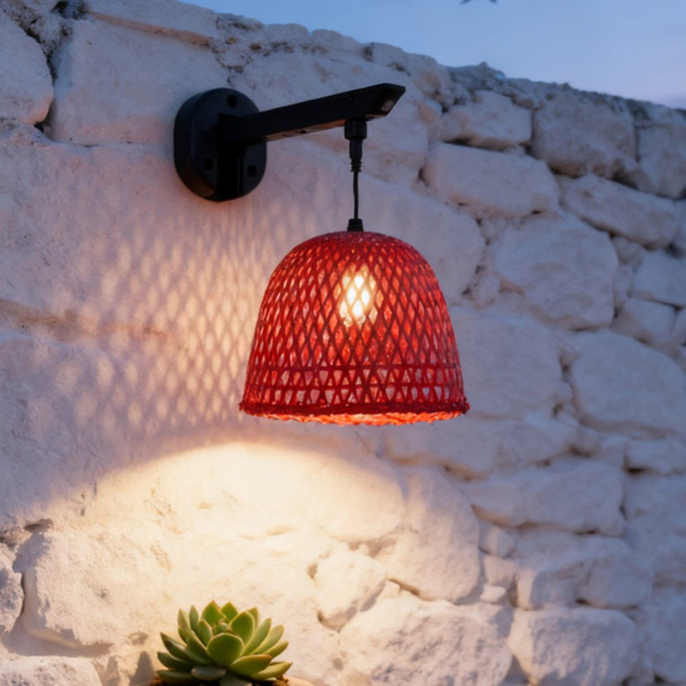 太阳能感应壁挂灯吊灯餐厅民宿走廊竹编灯笼日式灯罩灯具工厂中式