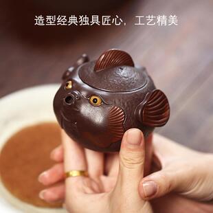 男女茶河具抓家用创玩意紫砂紫ZXS泥茶可爱小容量豚手壶