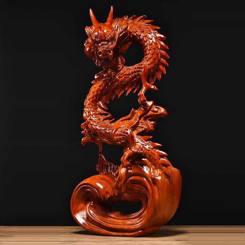 花梨实木雕肖刻摆盘龙摆件式生龙玄中CXO关博古架设家居店铺公司