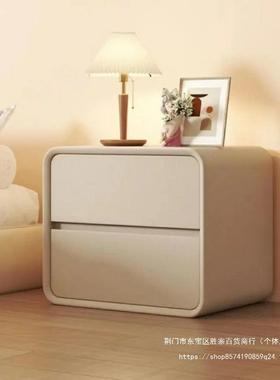 木实一体床小头柜奶风收纳简约油PLQ现代柜子家用卧室轻奢床边储